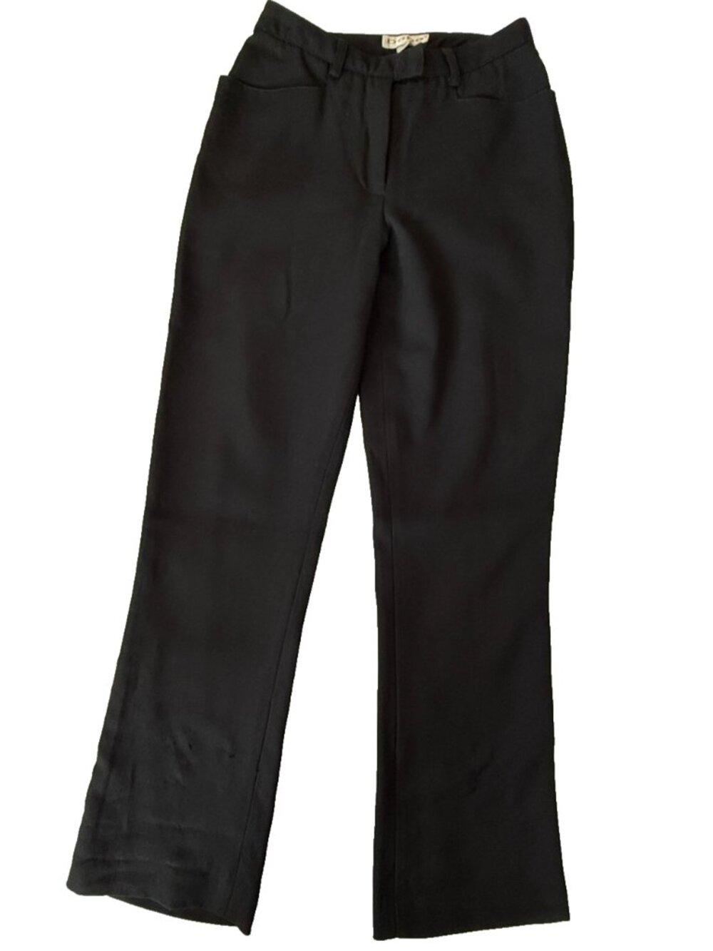 VINTAGE 90s BEBE BLACK 100% WOOL CREPE LINED SUIT PANTS WOMENS 2P 25x29 MADE USA